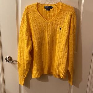 Polo by Ralph Lauren Men's V-Neck Sweater in Bright Yellow